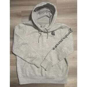 Carhartt Hoodie Mens Small Grey Pullover Original Fit Hooded Fleece Cozy